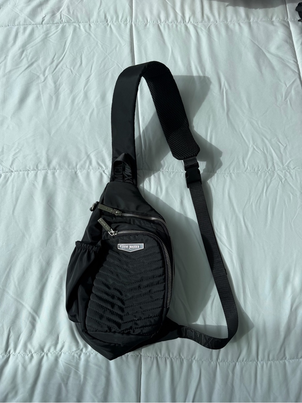 Steve Madden Black Nylon Sling Crossbody Bag